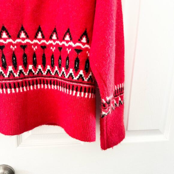 Silvian Heach NWT Red Haute Holiday Fair Isle Button Cardigan XS Wool Blend - Picture 13 of 13